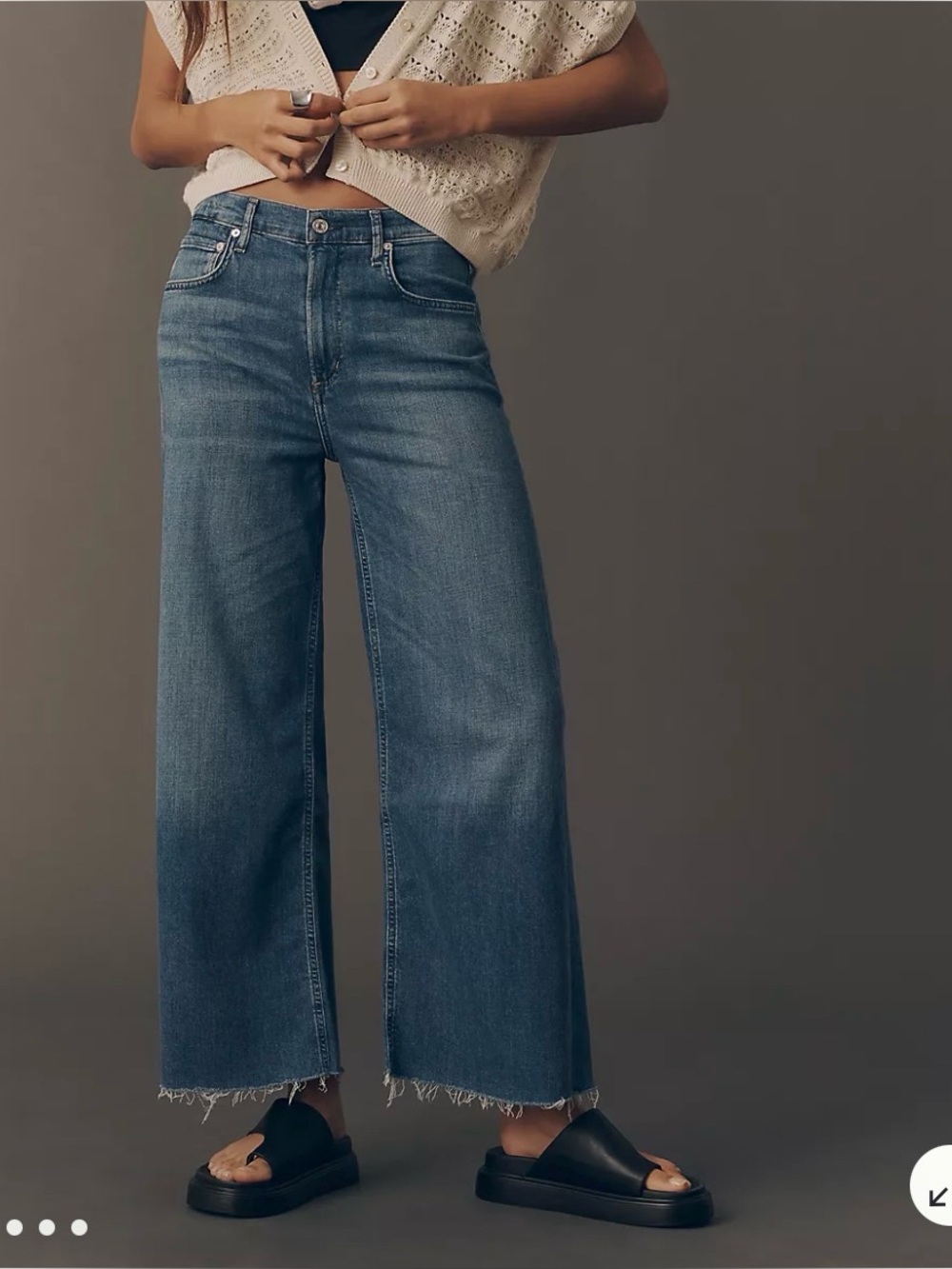 Citizens Lyra high rise Wide Leg Blue Jeans with Raw Hem 29